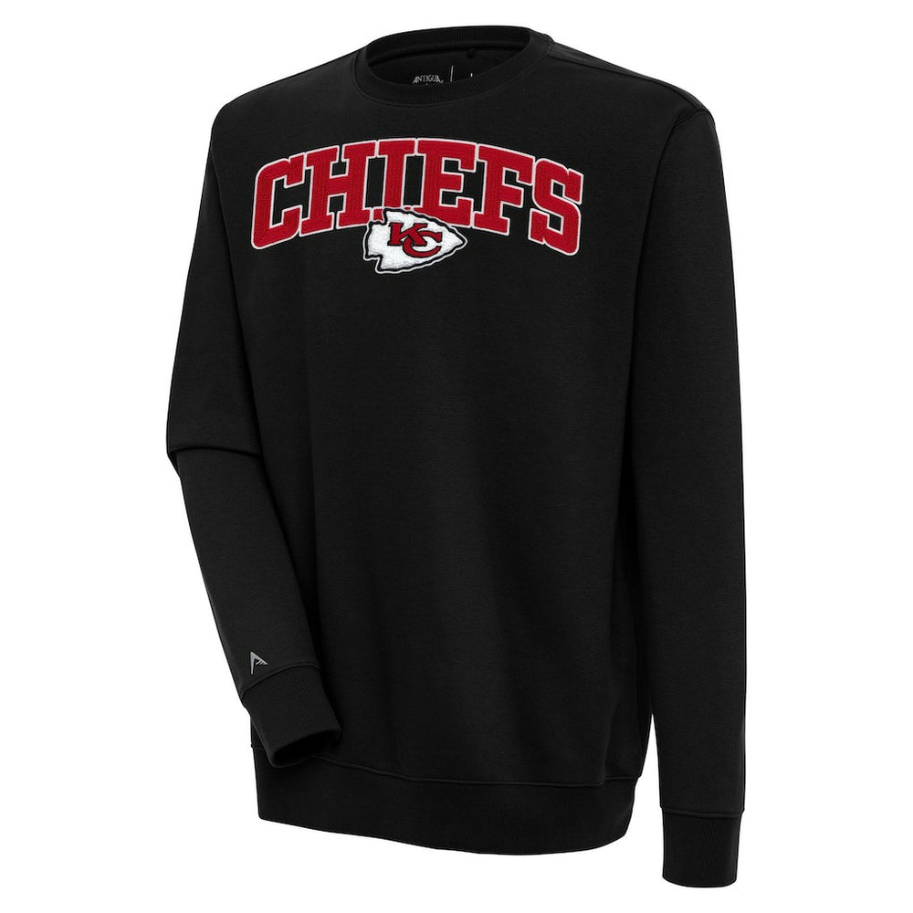 Kansas City Chiefs Antigua Victory Chenille Pullover Sweatshirt - Black Pullover