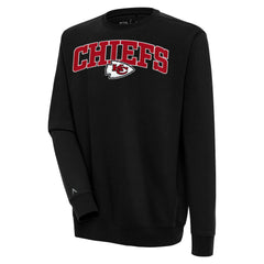Kansas City Chiefs Antigua Victory Chenille Pullover Sweatshirt - Black Pullover