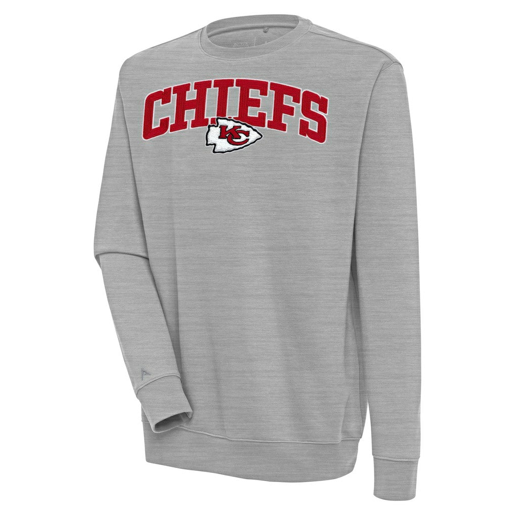 Kansas City Chiefs Antigua Victory Chenille Pullover Sweatshirt - Heather Gray Pullover