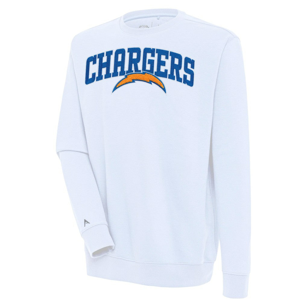 Los Angeles Chargers Antigua Victory Chenille Pullover Sweatshirt - White Pullover