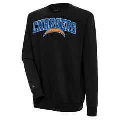 Los Angeles Chargers Antigua Victory Chenille Pullover Sweatshirt - Black Pullover