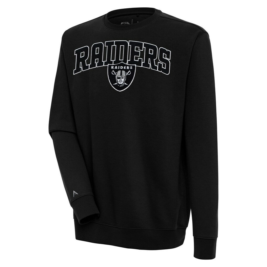 Las Vegas Raiders Antigua Victory Chenille Pullover Sweatshirt - Black Pullover