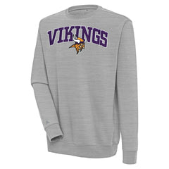 Minnesota Vikings Antigua Victory Chenille Pullover Sweatshirt - Heather Gray Pullover