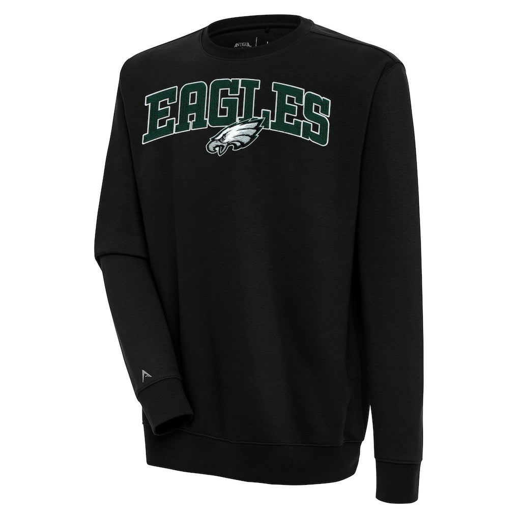 Philadelphia Eagles Antigua Victory Chenille Pullover Sweatshirt - Black Pullover