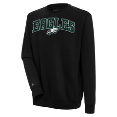Philadelphia Eagles Antigua Victory Chenille Pullover Sweatshirt - Black Pullover