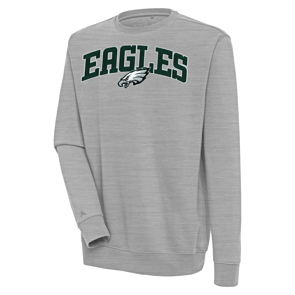 Philadelphia Eagles Antigua Victory Chenille Pullover Sweatshirt - Heather Gray Pullover