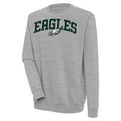 Philadelphia Eagles Antigua Victory Chenille Pullover Sweatshirt - Heather Gray Pullover