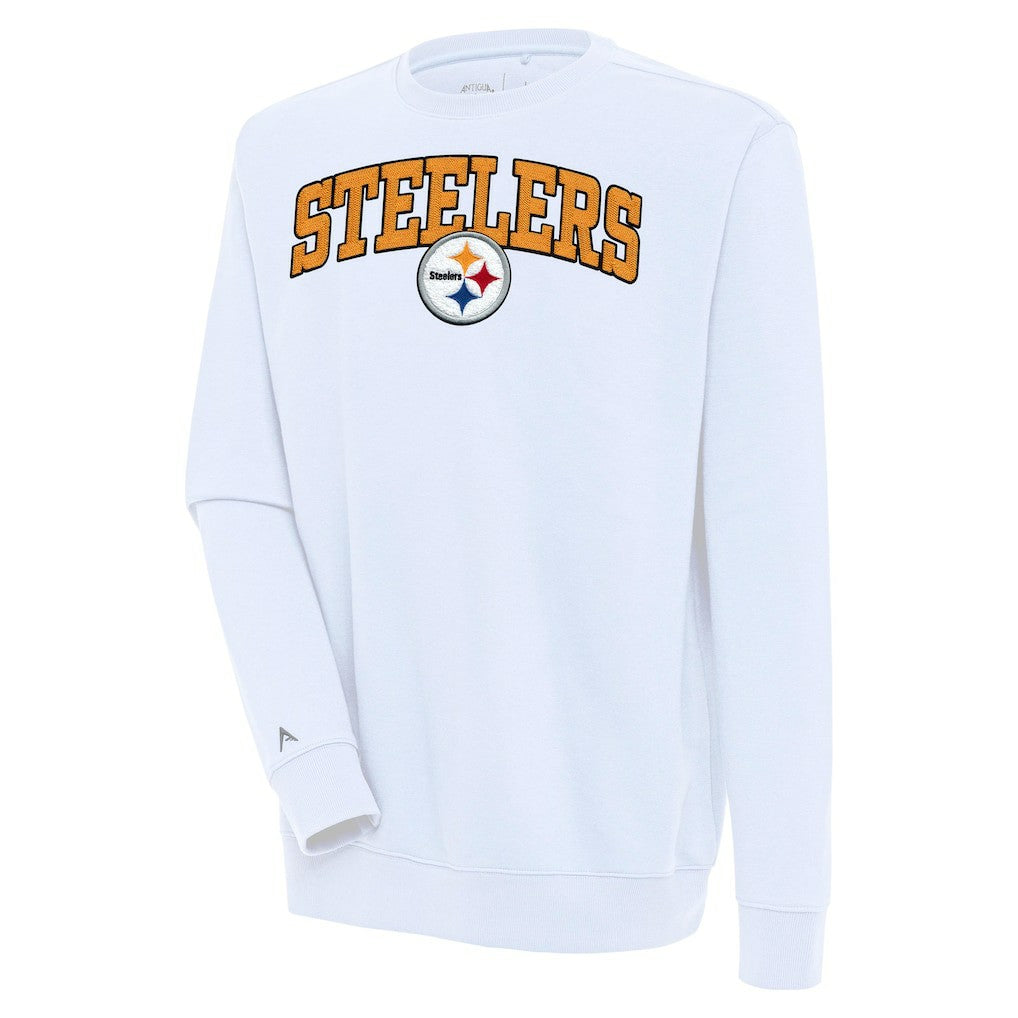 Pittsburgh Steelers Antigua Victory Chenille Pullover Sweatshirt - White Pullover
