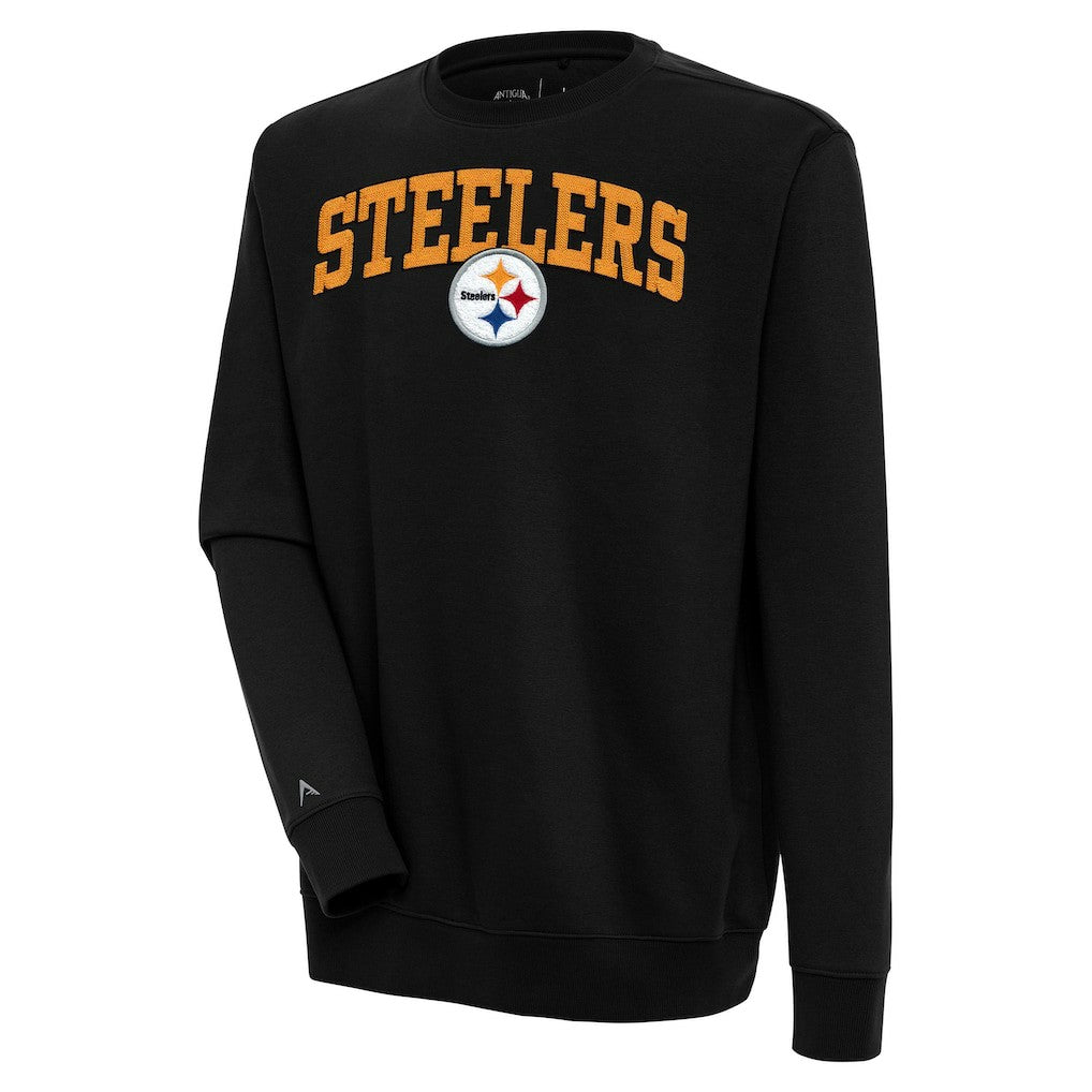 Pittsburgh Steelers Antigua Victory Chenille Pullover Sweatshirt - Black Pullover