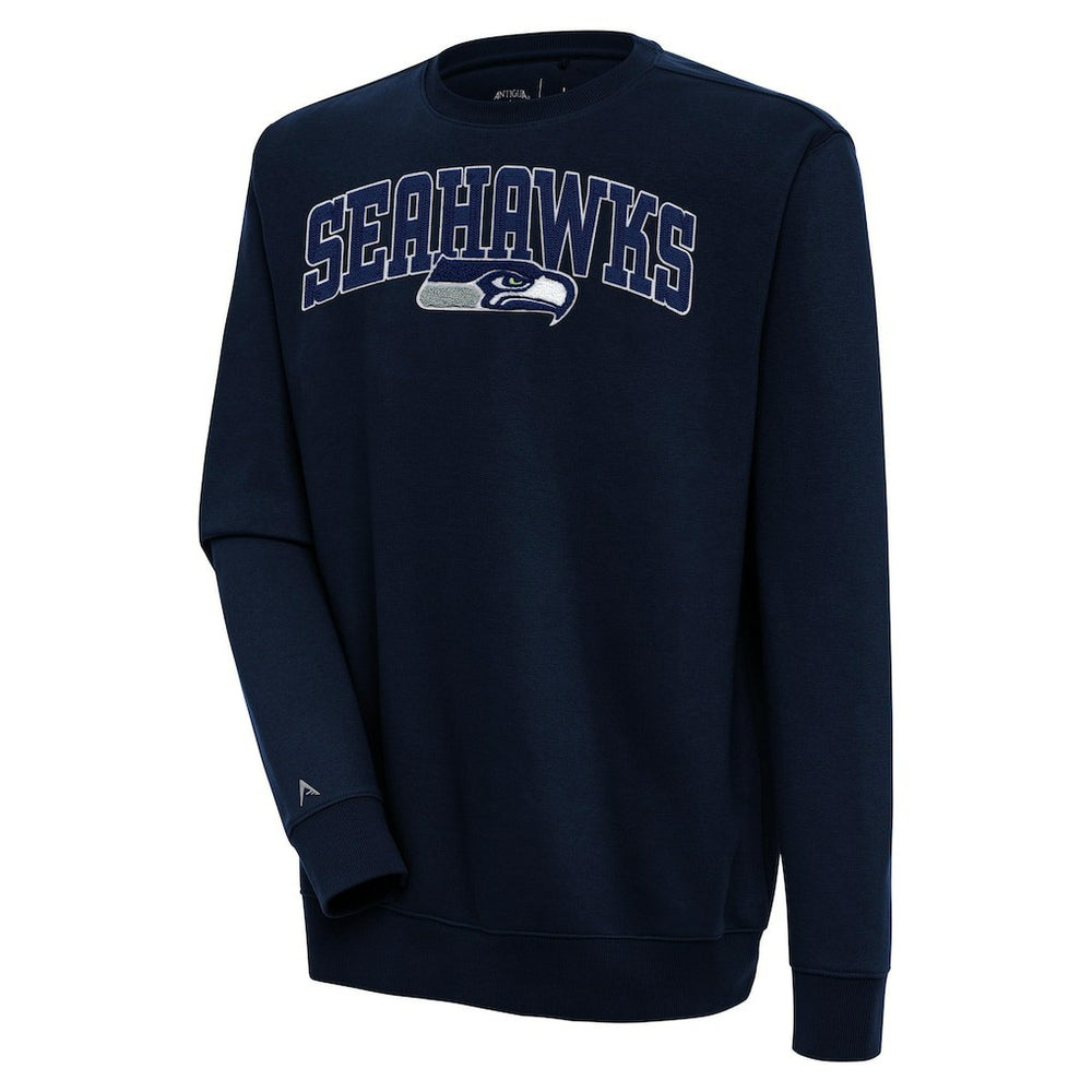 Seattle Seahawks Antigua Victory Chenille Pullover Sweatshirt - College Navy Pullover
