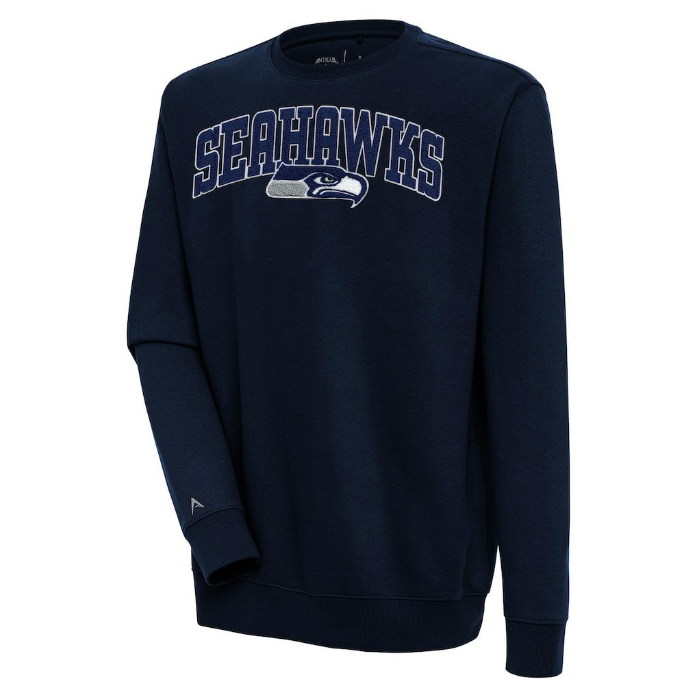 Seattle Seahawks Antigua Victory Chenille Pullover Sweatshirt - College Navy Pullover