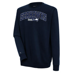 Seattle Seahawks Antigua Victory Chenille Pullover Sweatshirt - College Navy Pullover