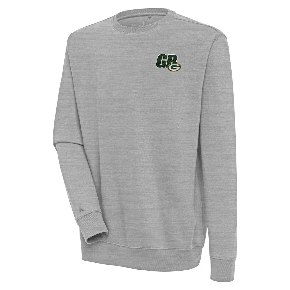 Green Bay Packers Antigua Victory Pullover Sweatshirt - Heather Gray Pullover