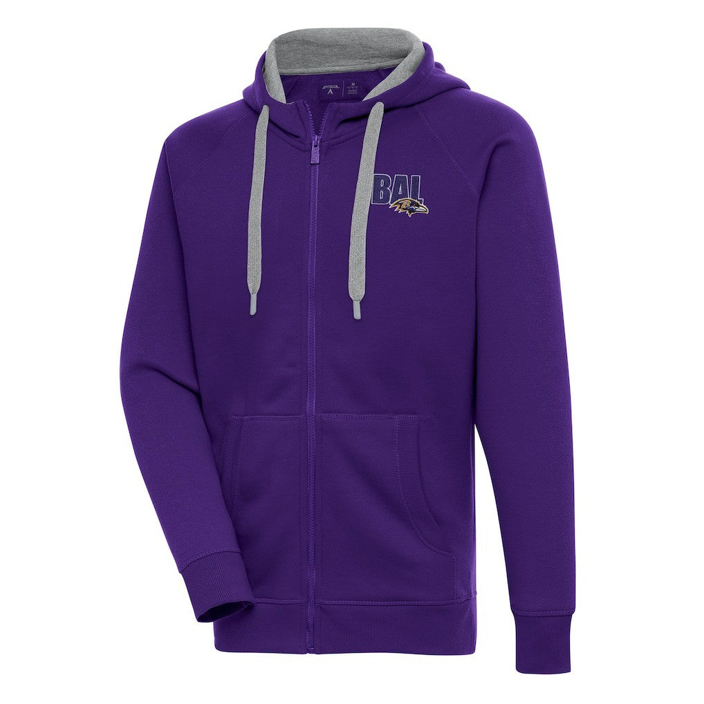 Baltimore Ravens Antigua Victory Full-Zip Hoodie - Purple Hoodies