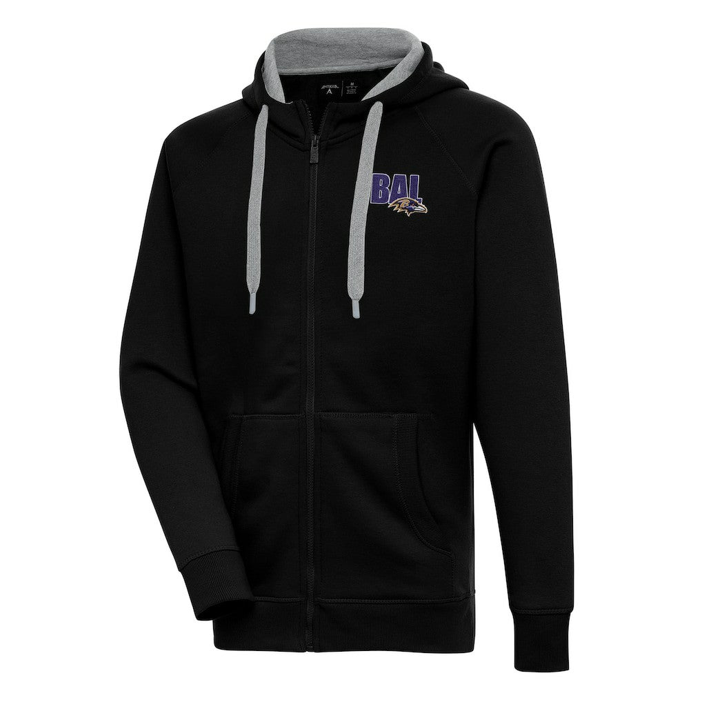 Baltimore Ravens Antigua Victory Full-Zip Hoodie - Black Hoodies
