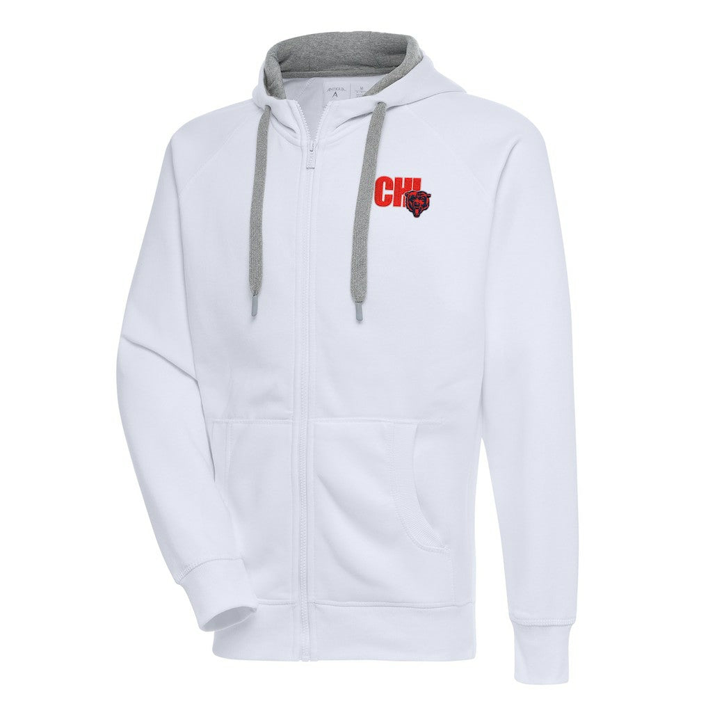 Chicago Bears Antigua Victory Full-Zip Hoodie - White Hoodies
