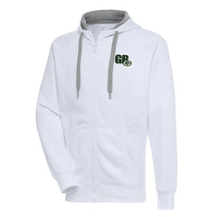 Green Bay Packers Antigua Victory Full-Zip Hoodie - White Hoodies