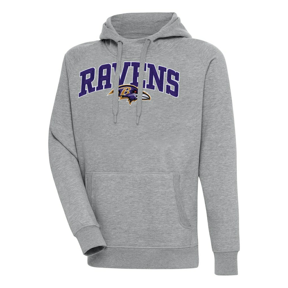 Baltimore Ravens Antigua Victory Pullover Hoodie - Heather Gray Hoodies