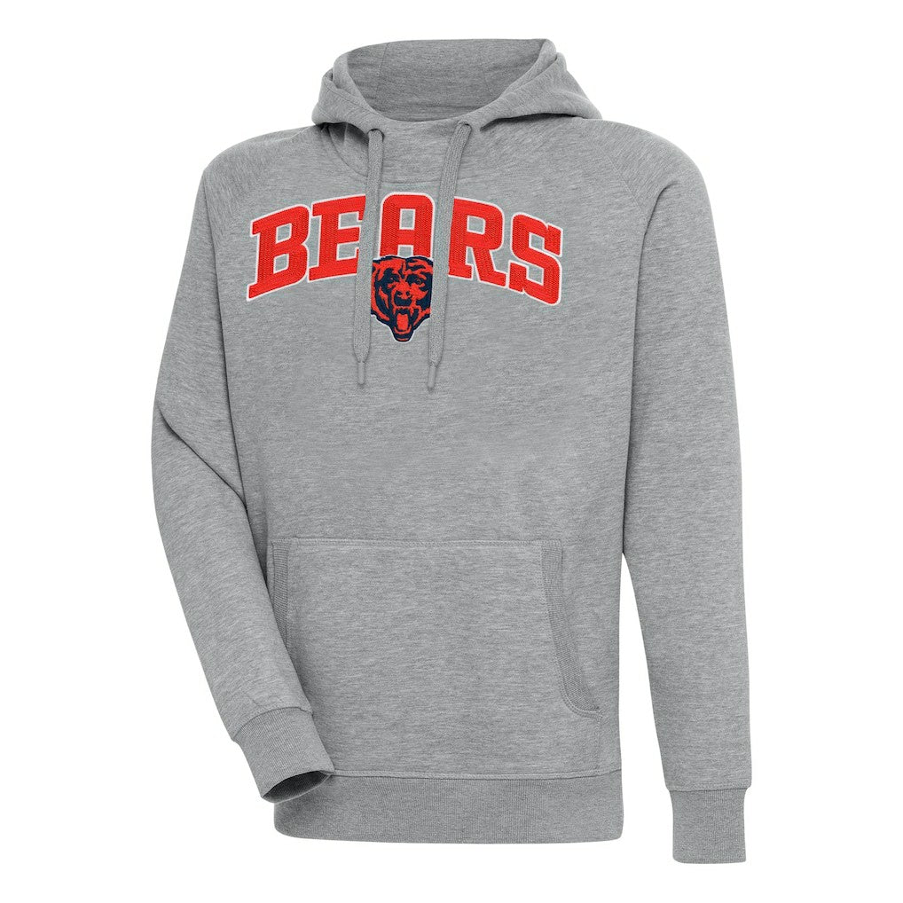 Chicago Bears Antigua Victory Pullover Hoodie - Heather Gray Hoodies