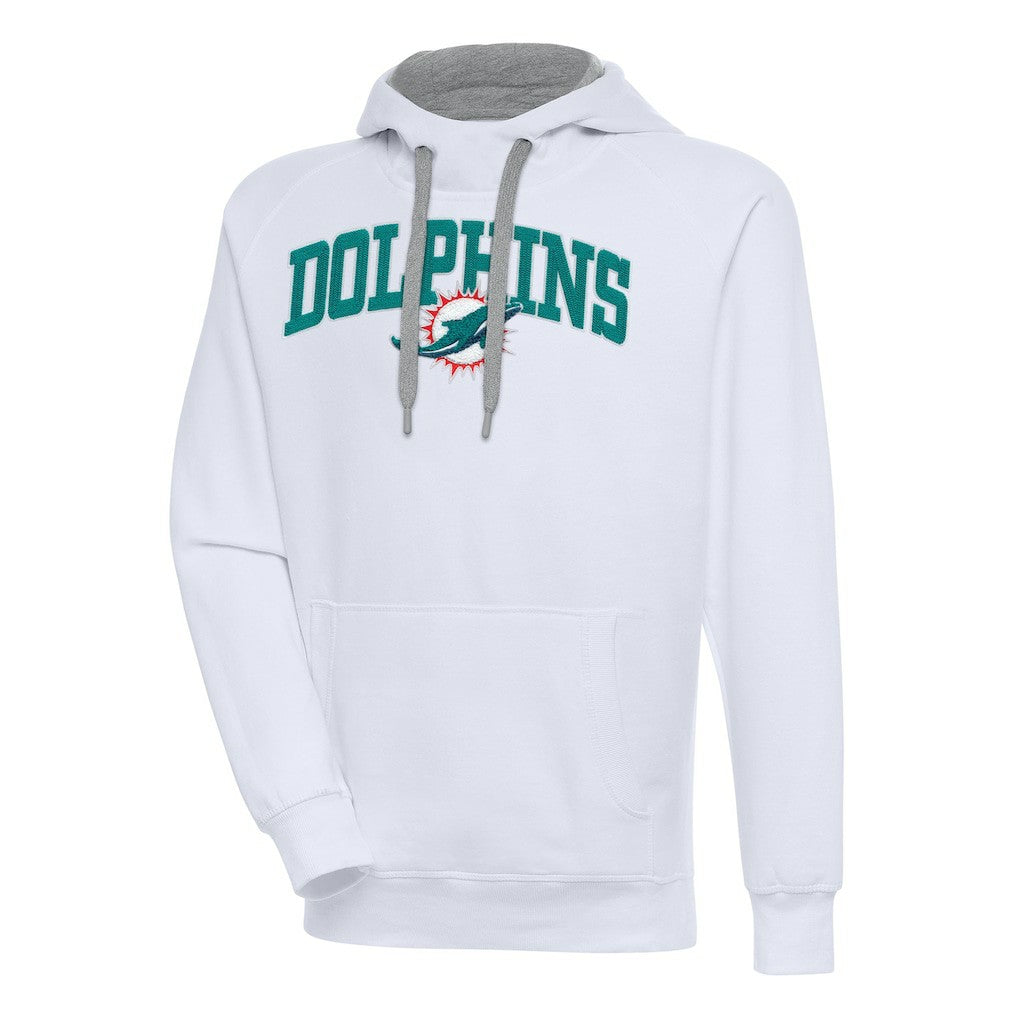 Miami Dolphins Antigua Victory Pullover Hoodie - White Hoodies