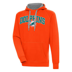 Miami Dolphins Antigua Victory Pullover Hoodie - Orange Hoodies
