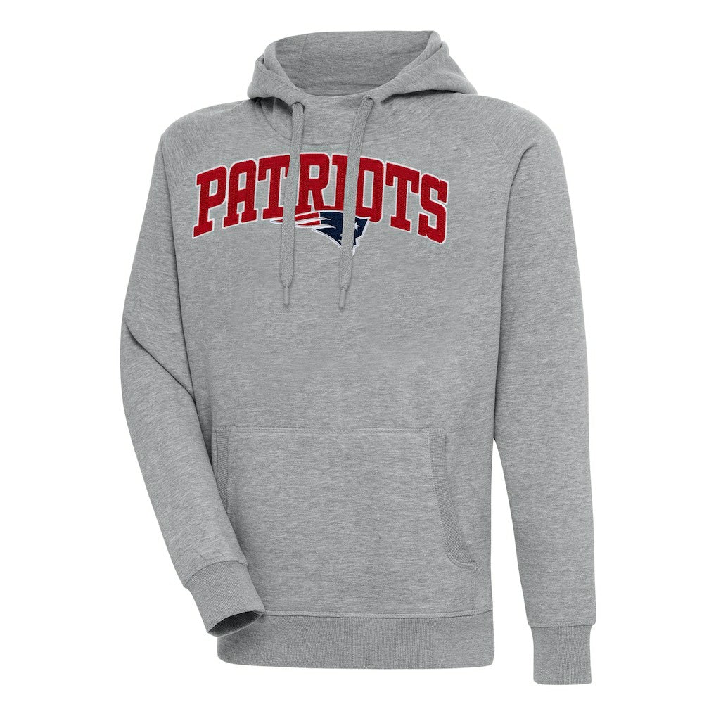 New England Patriots Antigua Victory Pullover Hoodie - Heather Gray Hoodies