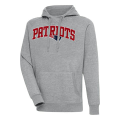 New England Patriots Antigua Victory Pullover Hoodie - Heather Gray Hoodies
