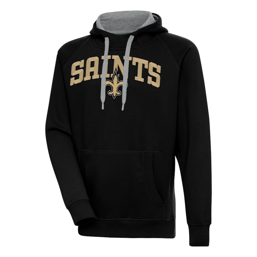 New Orleans Saints Antigua Victory Pullover Hoodie - Black Hoodies