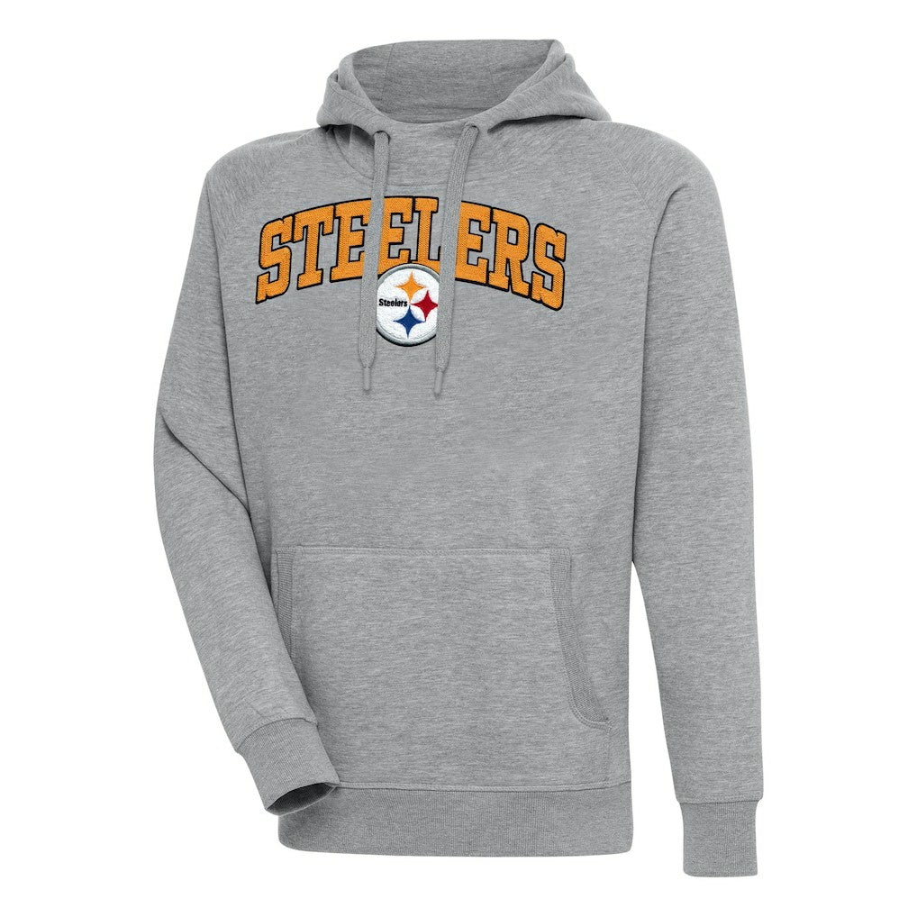 Pittsburgh Steelers Antigua Victory Pullover Hoodie - Heather Gray Hoodies