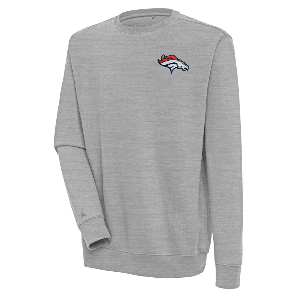 Denver Broncos Antigua Victory Pullover Sweatshirt - Heather Gray Pullover