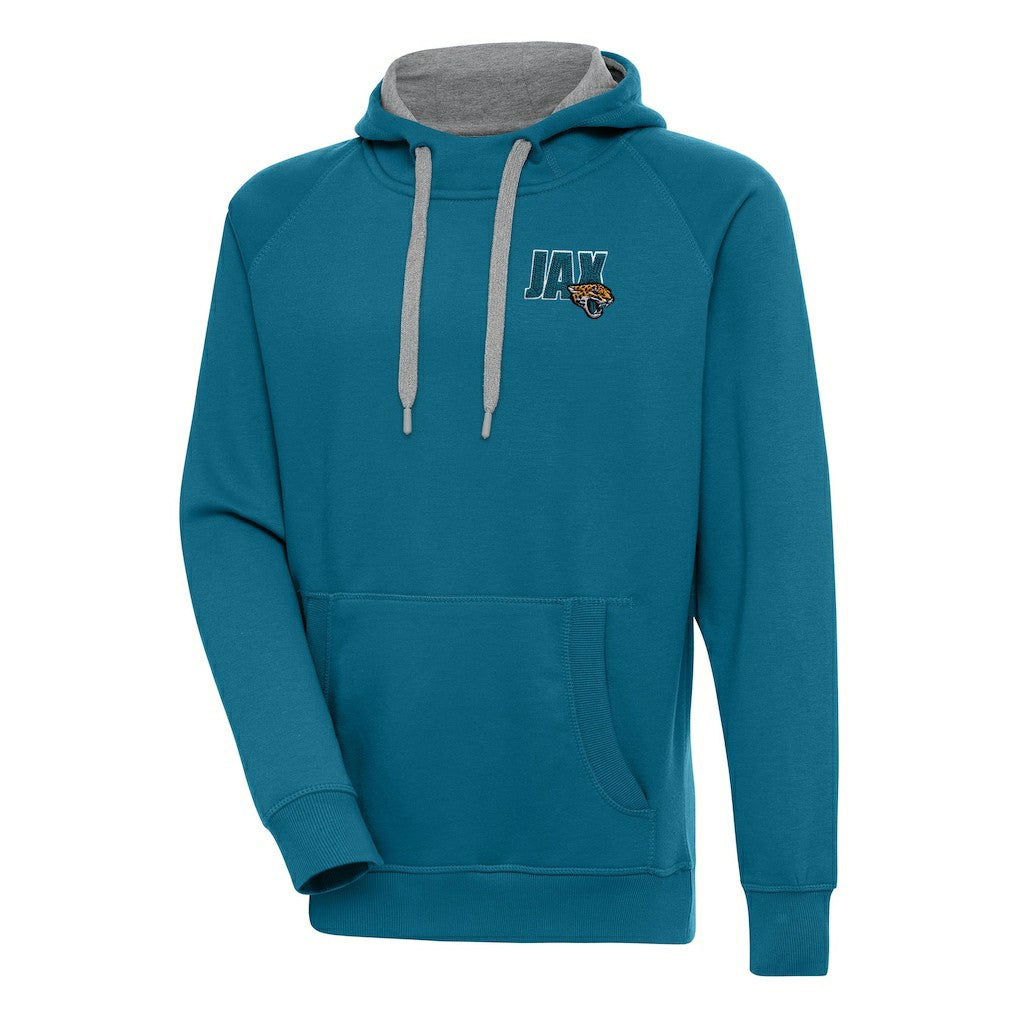Jacksonville Jaguars Antigua Victory Pullover Hoodie - Teal Hoodies