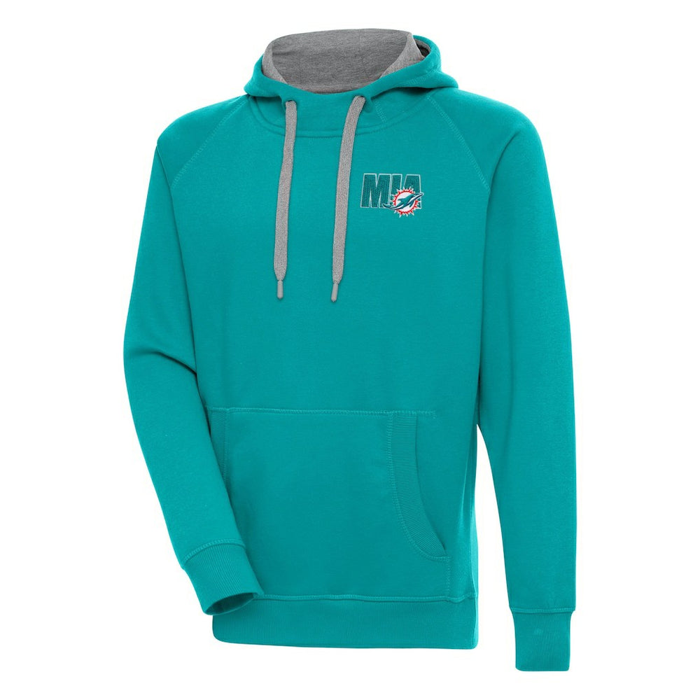 Miami Dolphins Antigua Victory Pullover Hoodie - Aqua Hoodies