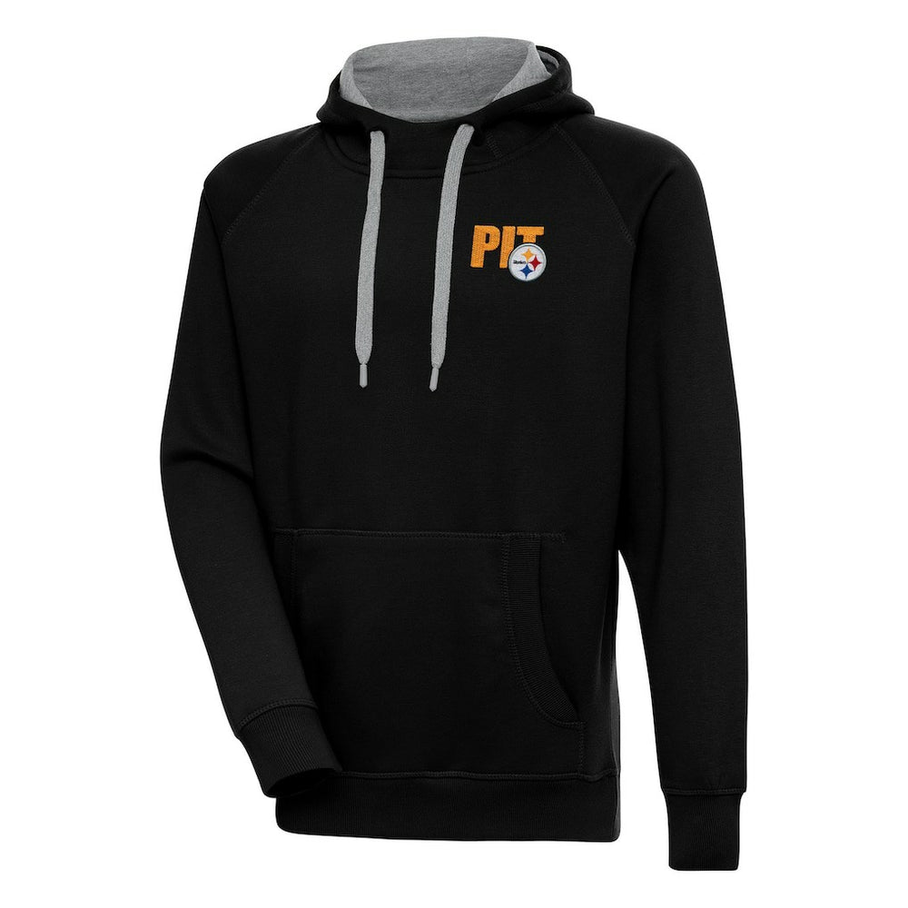 Pittsburgh Steelers Antigua Victory Pullover Hoodie - Black Hoodies