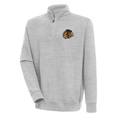 Chicago Blackhawks Antigua Victory Quarter-Zip Pullover Top - Heather Gray | US 200570720
