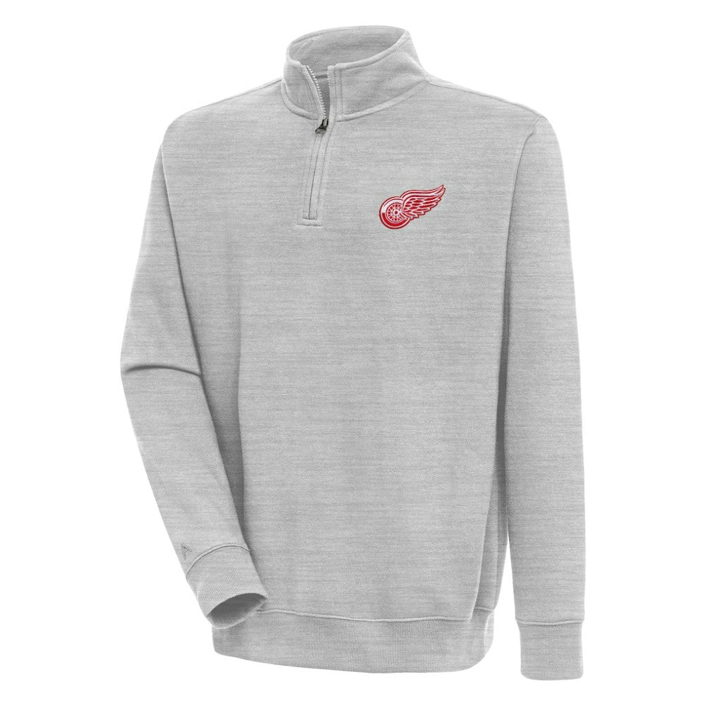 Detroit Red Wings Antigua Victory Quarter-Zip Pullover Top - Heather Gray | US 200570737