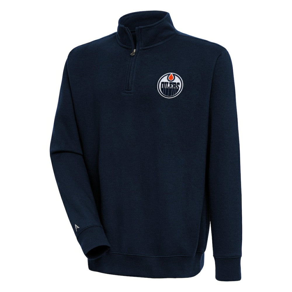 Edmonton Oilers Antigua Victory Quarter-Zip Pullover Top - Navy | US 200570739