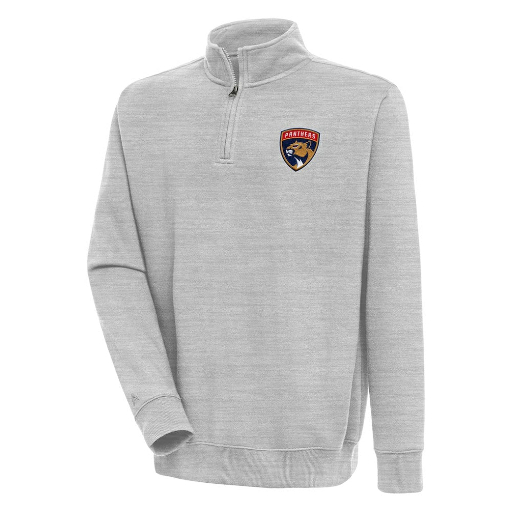 Florida Panthers Antigua Victory Quarter-Zip Pullover Top - Heather Gray | US 200570746