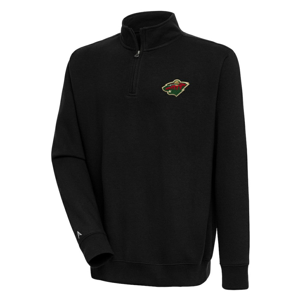 Minnesota Wild Antigua Victory Quarter-Zip Pullover Top - Black | US 200570753