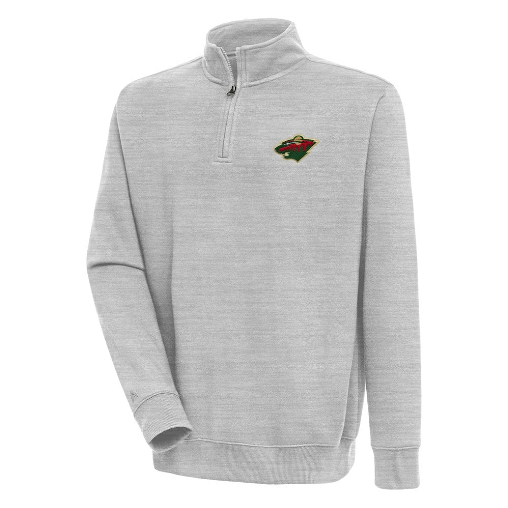 Minnesota Wild Antigua Victory Quarter-Zip Pullover Top - Heather Gray | US 200570755