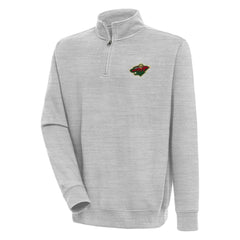 Minnesota Wild Antigua Victory Quarter-Zip Pullover Top - Heather Gray | US 200570755