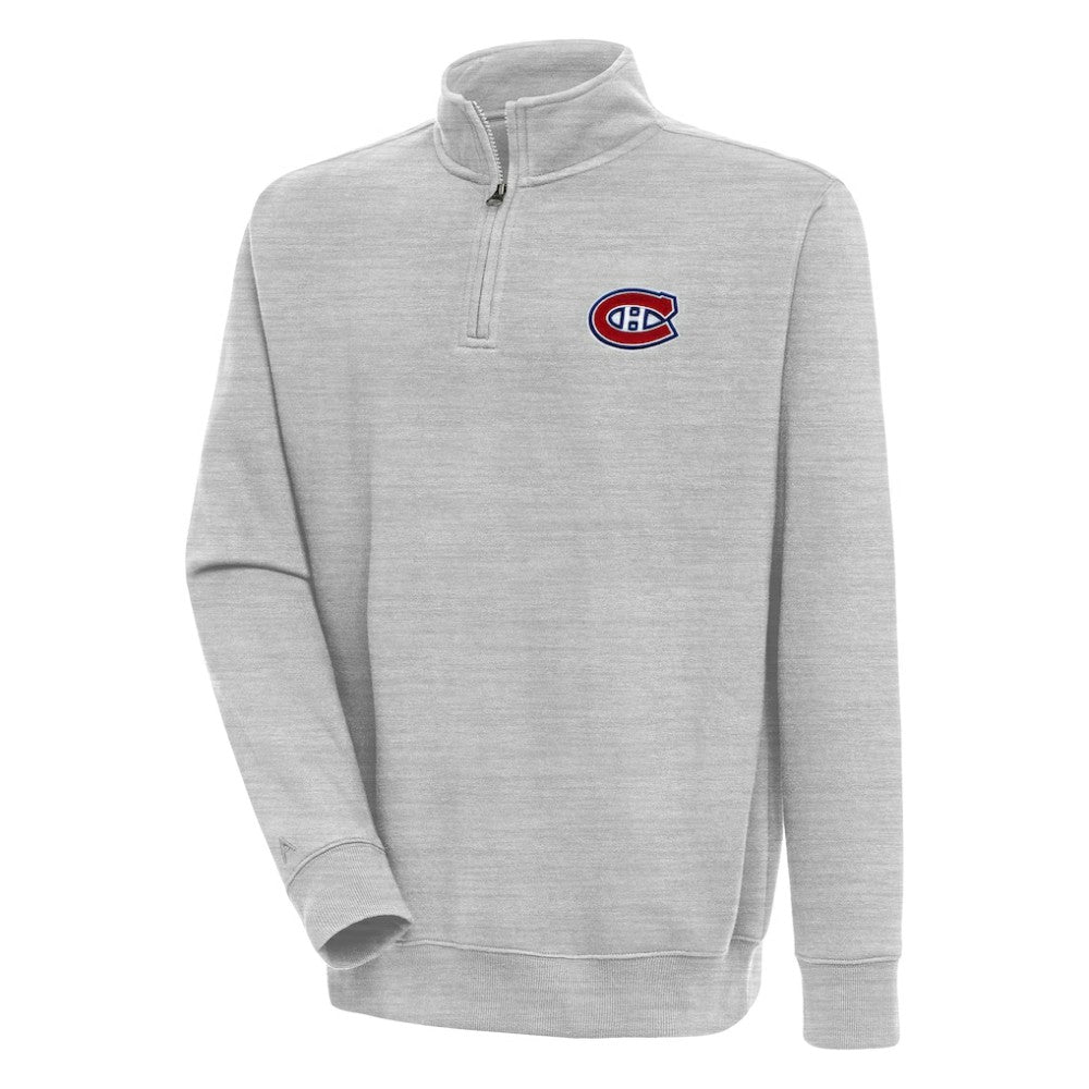 Montreal Canadiens Antigua Victory Quarter-Zip Pullover Top - Heather Gray | US 200570760
