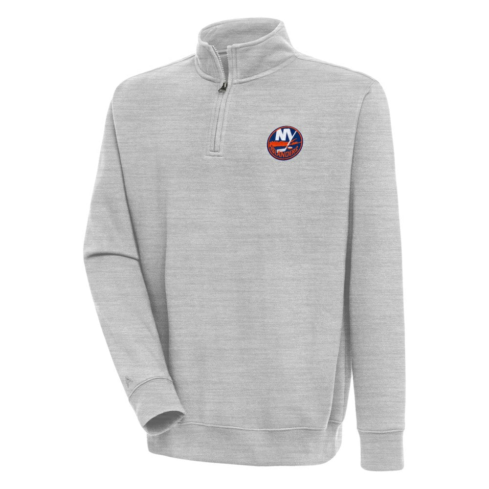 New York Islanders Antigua Victory Quarter-Zip Pullover Top - Heather Gray | US 200570771