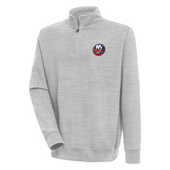 New York Islanders Antigua Victory Quarter-Zip Pullover Top - Heather Gray | US 200570771