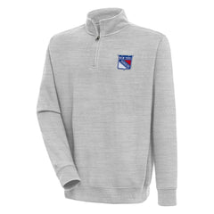 New York Rangers Antigua Victory Quarter-Zip Pullover Top - Heather Gray | US 200570773