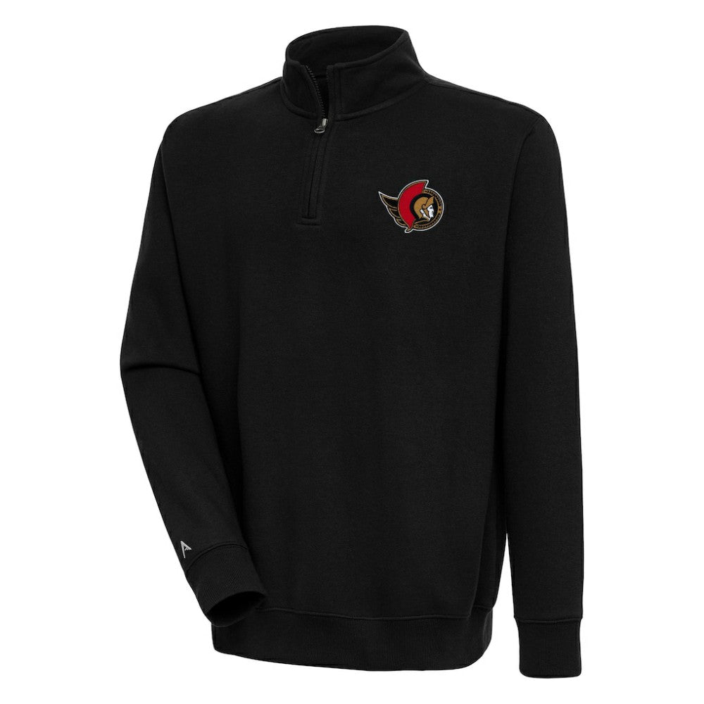 Ottawa Senators Antigua Victory Quarter-Zip Pullover Top - Black | US 200570775