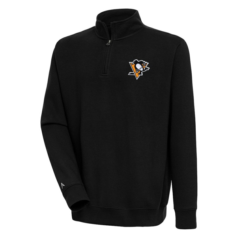Pittsburgh Penguins Antigua Victory Quarter-Zip Pullover Top - Black | US 200570784