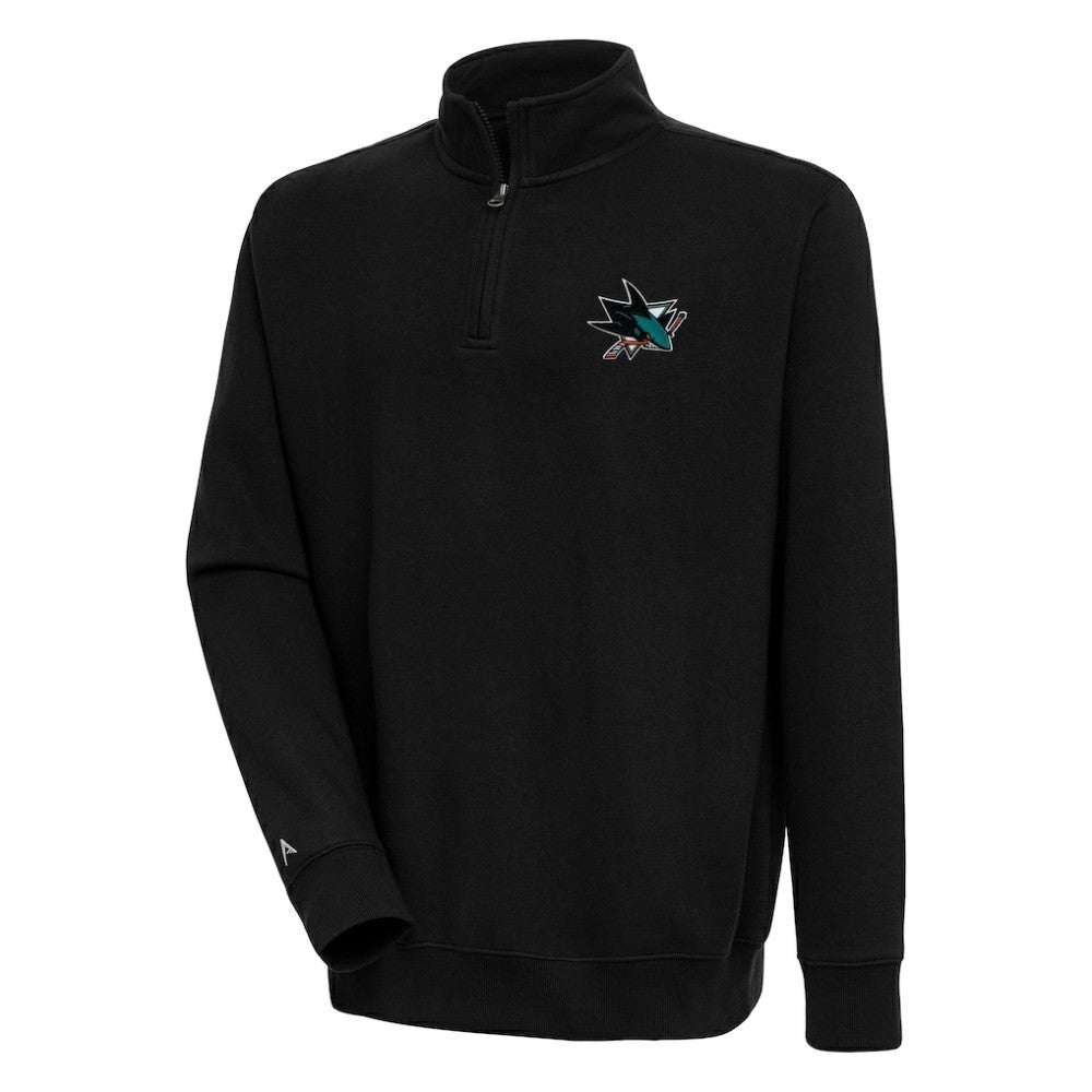 San Jose Sharks Antigua Victory Quarter-Zip Pullover Top - Black | US 200570788
