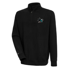San Jose Sharks Antigua Victory Quarter-Zip Pullover Top - Black | US 200570788
