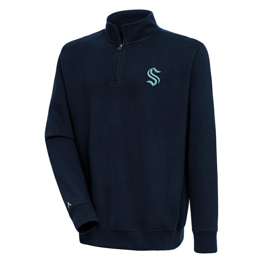 Seattle Kraken Antigua Victory Quarter-Zip Pullover Top - Navy | US 200570792