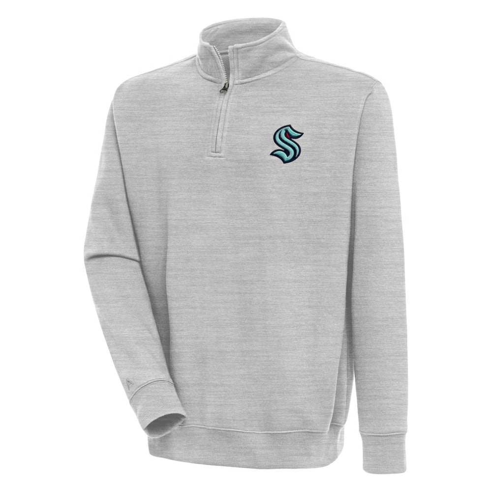 Seattle Kraken Antigua Victory Quarter-Zip Pullover Top - Heather Gray | US 200570794